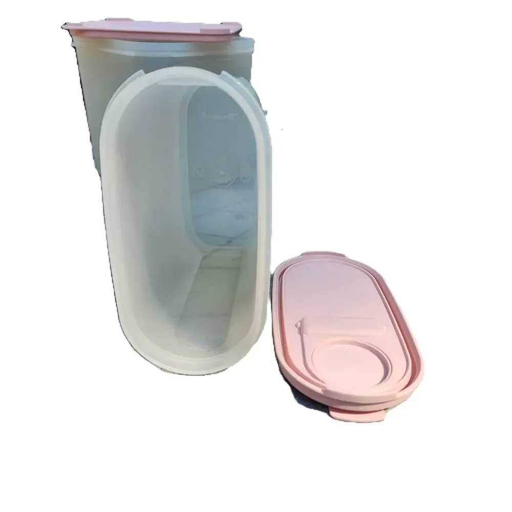 Tupperware VTG Modular Mates Square #3 & Oval #3 Pink Lid Dry Food Container Set
